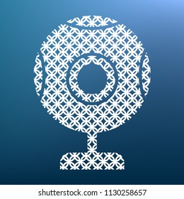 Chat web camera sign. Vector. White textured icon at lapis lazuli gradient background.