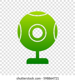 Chat web camera sign. Vector. Green gradient icon on transparent background.