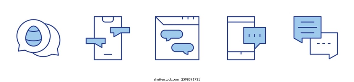 chat, website, smartphone. Chat Icon vector illustration. Line Duotone style. Editable stroke.