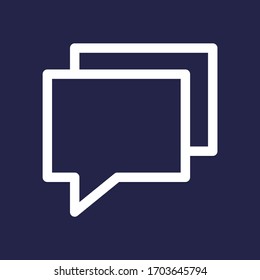 Chat white colored vector line icon with dark backgrounds