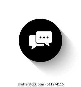Chat - white vector icon  with shadow
