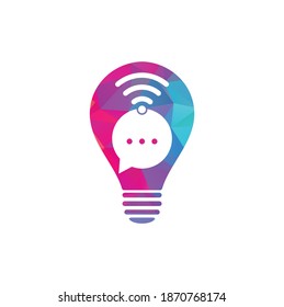Chat wifi bulb shape concept logo design vector sign. Chat wifi logo design icon