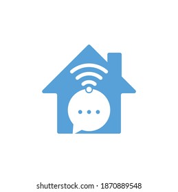 Chat WiFi Home Form Konzept Logo Design Vektorzeichen. Logo-Design-Symbol für Chat-WiFi