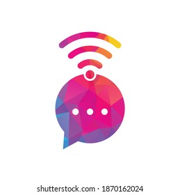 Signo vectorial de diseño del logotipo de chat wifi. Icono de diseño del logotipo de chat wifi