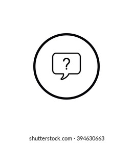 Chat window icon with a question.