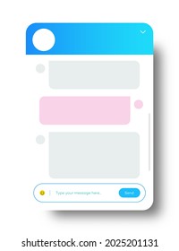 Chat window for website and mobile app isolated on background. Social communication chatting, chat bot. Group text messaging app. Vector 10 eps