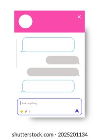 Chat window for website and mobile app isolated on background. Social communication chatting, chat bot. Group text messaging app. Vector 10 eps
