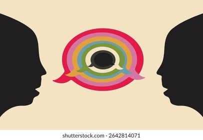 Bate-papo dentro do bate-papo, ilustração de silhueta de duas pessoas
