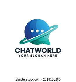 Chat World Gradient Logo Design