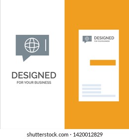 Chat, World, Technical, Service Grey Logo Design and Business Card Template