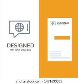 Chat, World, Technical, Service Grey Logo Design and Business Card Template