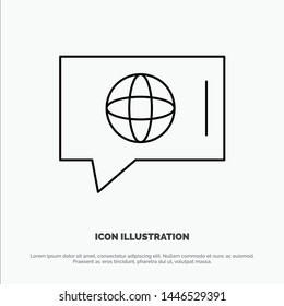 Chat, World, Technical, Service Line Icon Vector