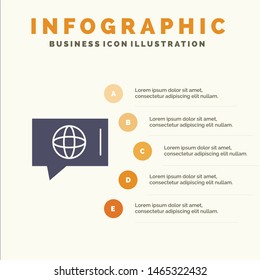 Chat, World, Technical, Service Solid Icon Infographics 5 Steps Presentation Background. Vector Icon Template background