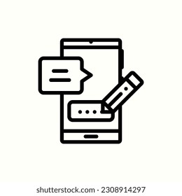 chat, escritura, reproducción, icono de smartphone, icono aislado en fondo claro, perfecto para sitio web, blog, logotipo, diseño gráfico, medios sociales, interfaz de usuario, aplicación móvil