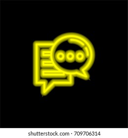 Chat yellow glowing neon ui ux icon. Glowing sign logo vector