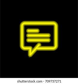 Chat yellow glowing neon ui ux icon. Glowing sign logo vector