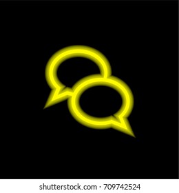 Chat yellow glowing neon ui ux icon. Glowing sign logo vector