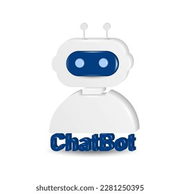 Chatbot 3d icon. Smiling robot in headphone. Virtual smart assistant bot and customer service support concept. Vector illustration