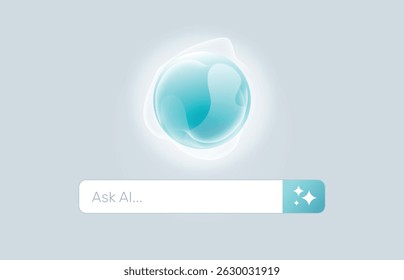 Símbolo abstrato do Chatbot, ilustração do vetor comercial Ask Ai, gradiente do conceito do assistente pessoal e do reconhecimento de voz, plano de fundo da inovação tecnológica da Inteligência Artificial (IA).