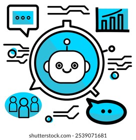 Ayuda del robot del aire del chatbot, icono de la comunicación del mensaje de la burbuja del discurso. Diseño plano de diálogo de chat. La tecnología inteligente de la inteligencia artificial del asistente, la mensajería en línea ayuda a la Asistencia del símbolo.