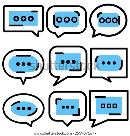 Chatbot ai robot assistance, speech bubble message communication icon. Chatting dialogue flat design. Smart assistant artificial intelligence technology, online messaging help support symbol.