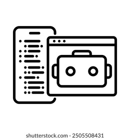 Chatbot app development icon. Outline style. Vector. Isolate on white background.