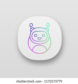 Chatbot app icon. UI/UX user interface. Modern robot. Talkbot. Online helper. Virtual assistant. Digital service support. Web or mobile application. Vector isolated illustration