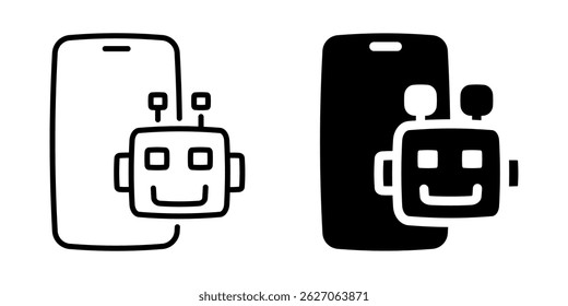 Chatbot application icon. Linear and silhouette style.