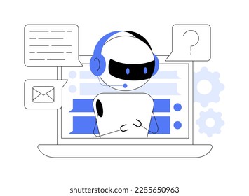 Chatbot Artificial Intelligence abstract concept vector illustration. Artificial intelligence, chatbot service, interactive support, machine learning, natural language processing abstract metaphor.