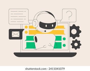 Chatbot Artificial Intelligence abstract concept vector illustration. Artificial intelligence, chatbot service, interactive support, machine learning, natural language processing abstract metaphor.