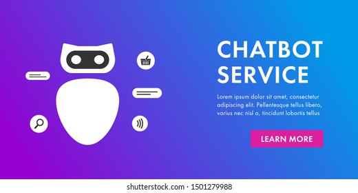 Chatbot, artificial intelligence network concept flat vector illustration. Trendy Chat bot IOT Application. AI Robot to help customers when placing an order in the online store.