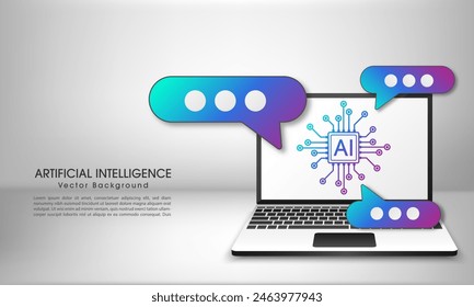 Chatbot assistant application. Artificial intelligence technology concept design, Machine learning and generation by chip, AI chatbot service. Vector illustration for banner and web template.
