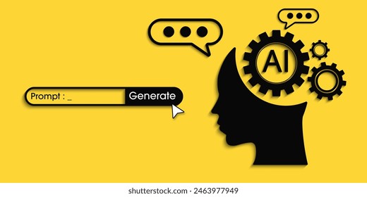 Chatbot assistant application. Artificial intelligence technology concept design, Machine learning and generation by chip, AI chatbot service. Vector illustration for banner and web template.