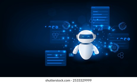 Chatbot assistant. Artificial intelligence help service for business data.