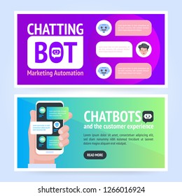 Chatbot banner concept. Horizontal business banner template. Vector cover header background template in flat style with place for text