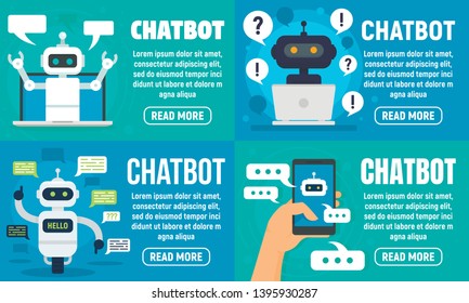 Chatbot banner set. Flat illustration of chatbot vector banner set for web design