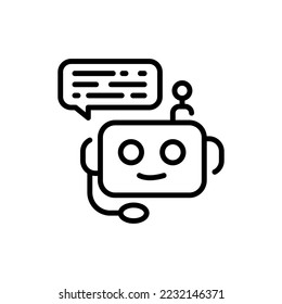 Chatbot schwarze Linie Symbol. Callcenter. Support-Service