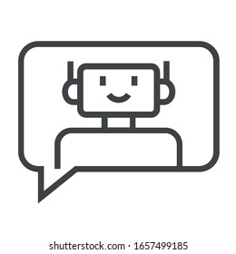 icono de la línea negra del robot en fondo blanco