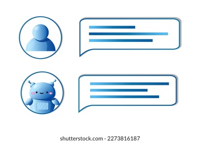 Chatbot bubble text illustration. Online message chat in internet. Artificical intelligence robot. Virtual assistant