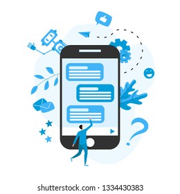 Chatbot business concept. Communication with chatbot. Artificial intelligence in customer support 
