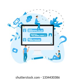 Chatbot business concept. Communication with chatbot. Artificial intelligence in customer support 
