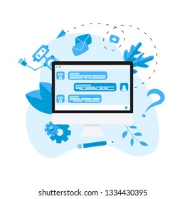 Chatbot business concept. Communication with chatbot. Artificial intelligence in customer support 