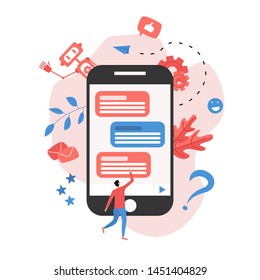 Chatbot business concept. Communication with chatbot. Artificial intelligence in customer support	