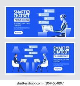 Chatbot business concept. Vector Modern banner for the site, web, brochure cards,  flyear, magazines, book cover. 