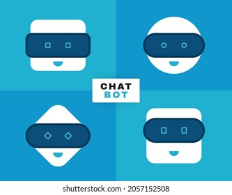 Chatbot character set. Cute Bot sign. Chat bot logo design. Bot for online consultation and support service. Flat vector illustration.