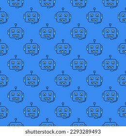 Chatbot Character vector AI Robot concept blue creative seamless pattern
