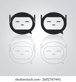 Chatbot characters outline, robot illustration, Chat Messages, AI robot art in black color