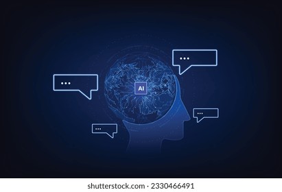 Chatbot Chat with AI, Artificial Intelligence, artificial intelligence by enter command prompt for generates something, Futuristic technology transformation.