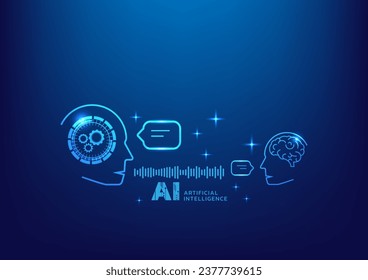 chatbot, chat with ai. Digital chat bot business. Human ask bot. Bot conversation. Smart ai chat bot communicate with human. Artificial intelligence speak blue background. Banner, cover, poster, ads