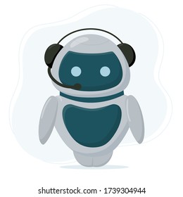 Chatbot (Chat Robot) on a white isolated background. The concept of communication with the robot messenger. Flat style vector illustration. Cute character.